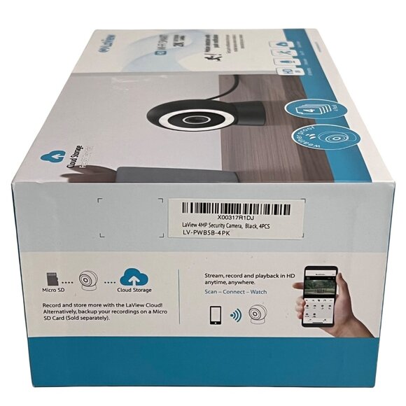 LaView 4MP Wi-Fi Smart 2K Outdoor Security Camera Set Motion Detection 4 Pack - Picture 2 of 4